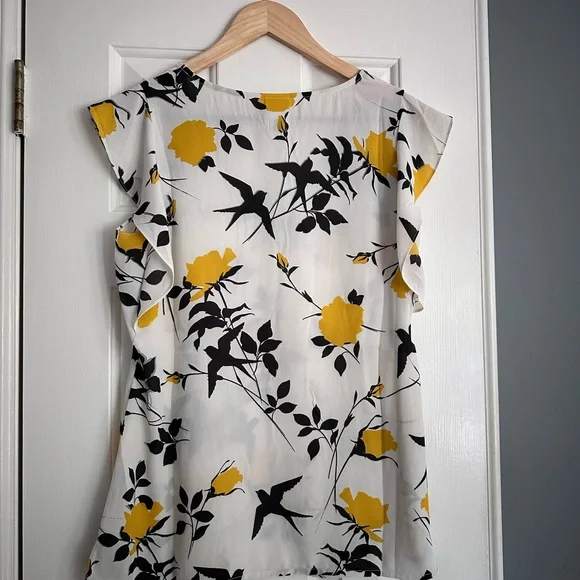 CAbi Sleeveless Top with Yellow and Black Floral Design - Picture 2 of 5